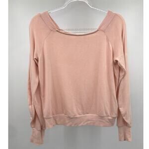 Treasure & Bond Women's Pink Square Neck Balloon Sleeve Sweater Size M